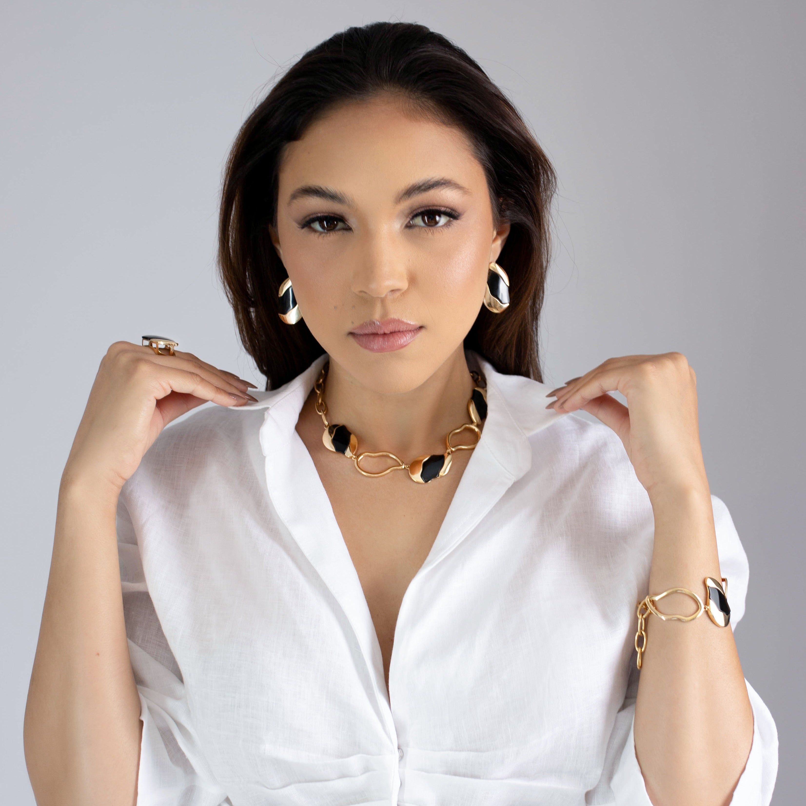 BLACK OBSIDIAN MANHATTAN EARRING | GOLD PLATED | NYFW | BRAINSTORM JEWELRY