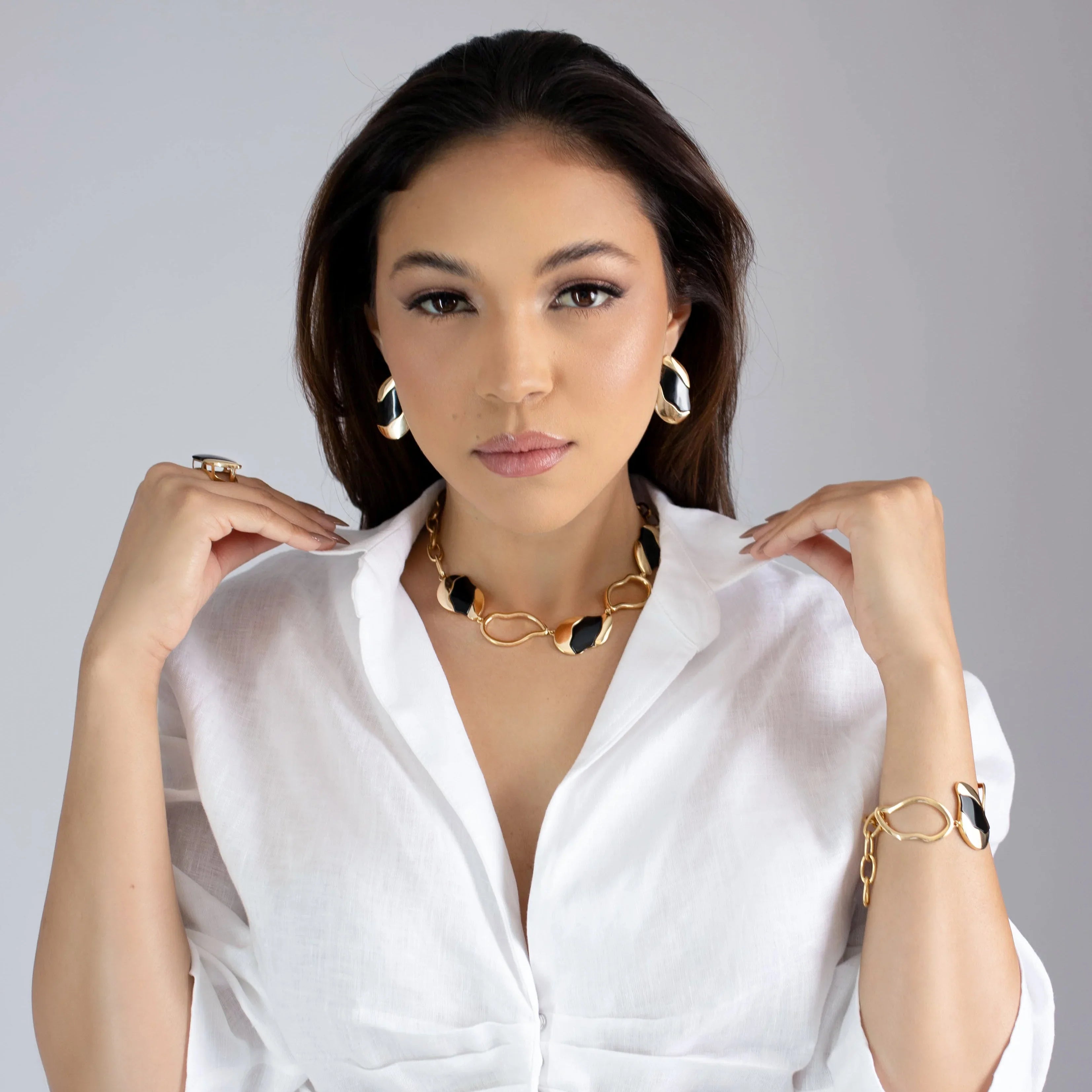 BLACK OBSIDIAN MANHATTAN EARRING | GOLD PLATED | NYFW | BRAINSTORM JEWELRY - Brainstorm Jewelry