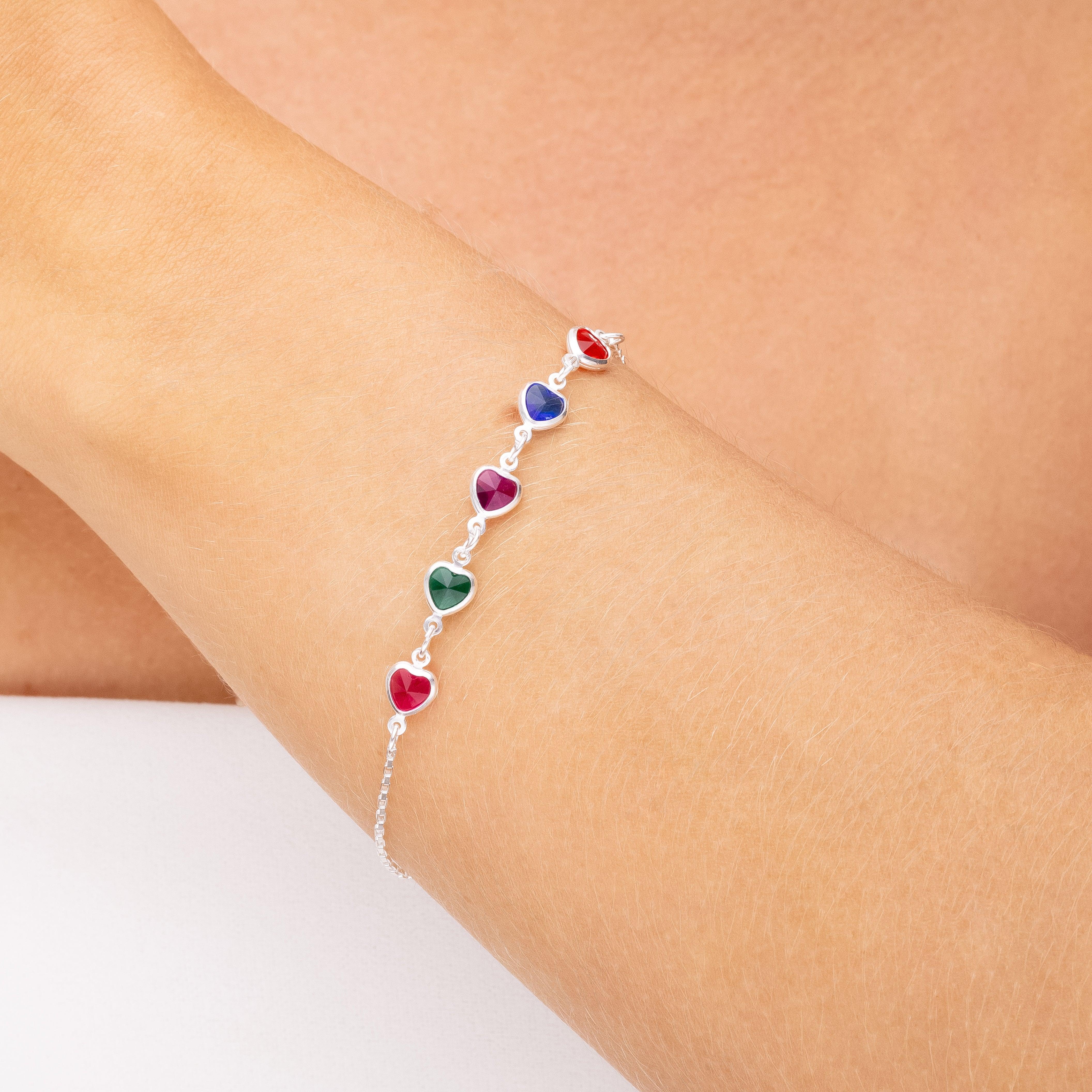 COLORFUL HEARTS BRACELET | SILVER | ETERNAL LOVE COLLECTION | BRAINSTORM JEWELRY