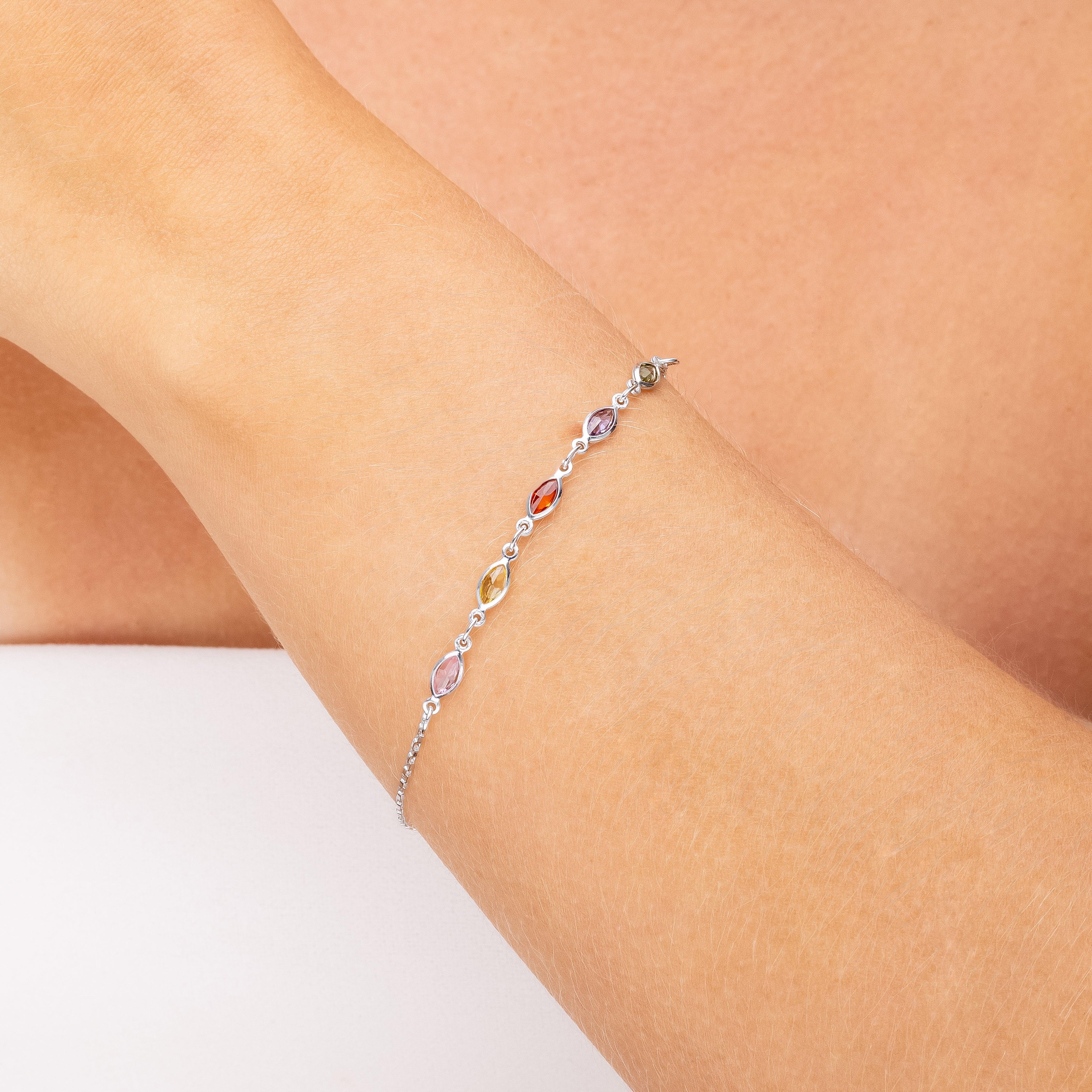 COLORFUL DROP SHAPE BRACELET | SILVER | ETERNAL COLLECTION | BRAINSTORM JEWELRY