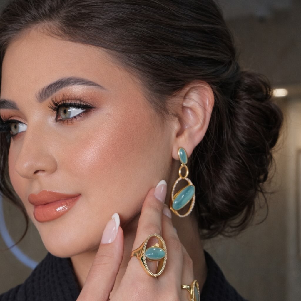 AQUAMARINE MADISON AVENUE BIG EARRING | GOLD PLATED | NYFW | BRAINSTORM JEWELRY