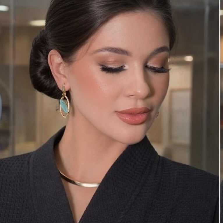 AQUAMARINE MADISON AVENUE BIG EARRING | GOLD PLATED | NYFW | BRAINSTORM JEWELRY