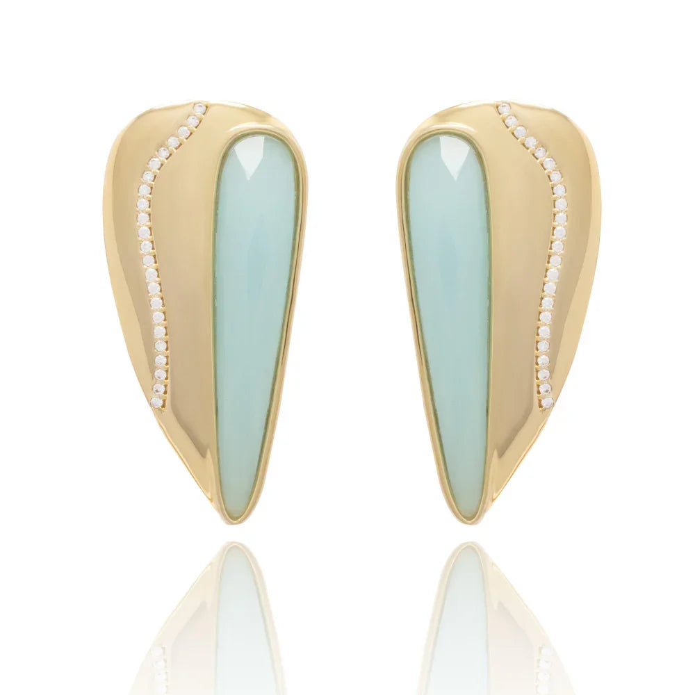 AQUAMARINE ECLAT EARRING | GOLD PLATED | OPULENCE | BRAINSTORM JEWELRY - Brainstorm Jewelry