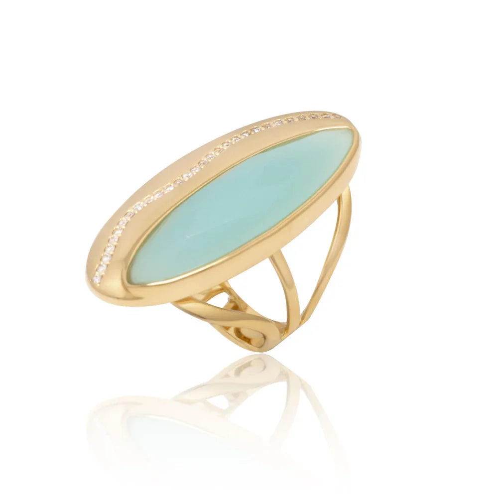 AQUAMARINE ECLAT RING | GOLD PLATED | OPULENCE | BRAINSTORM JEWELRY - Brainstorm Jewelry