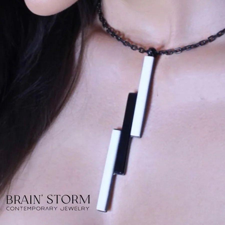 BLACK AND WHITE 3 RECTANGLES RING | BLACK RHODIUM | ECLIPSE | BRAINSTORM JEWELRY - Brainstorm Jewelry