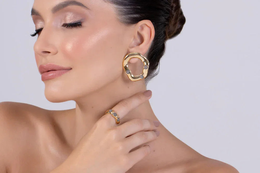 PLATINUM DRUSE TWINKLE RING | GOLD PLATED | NEW RADIANT RANGE | BRAINSTORM JEWELRY - Brainstorm Jewelry