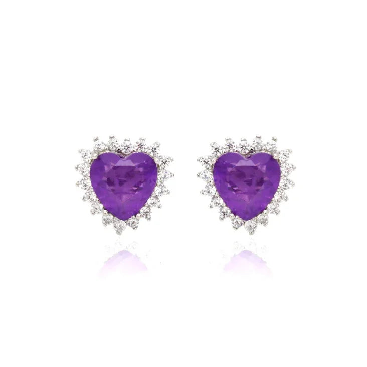 FUSION AMETHYST HEART ELIZABETH EARRING | SILVER | 925 QUEEN | BRAINSTORM JEWELRY - Brainstorm Jewelry