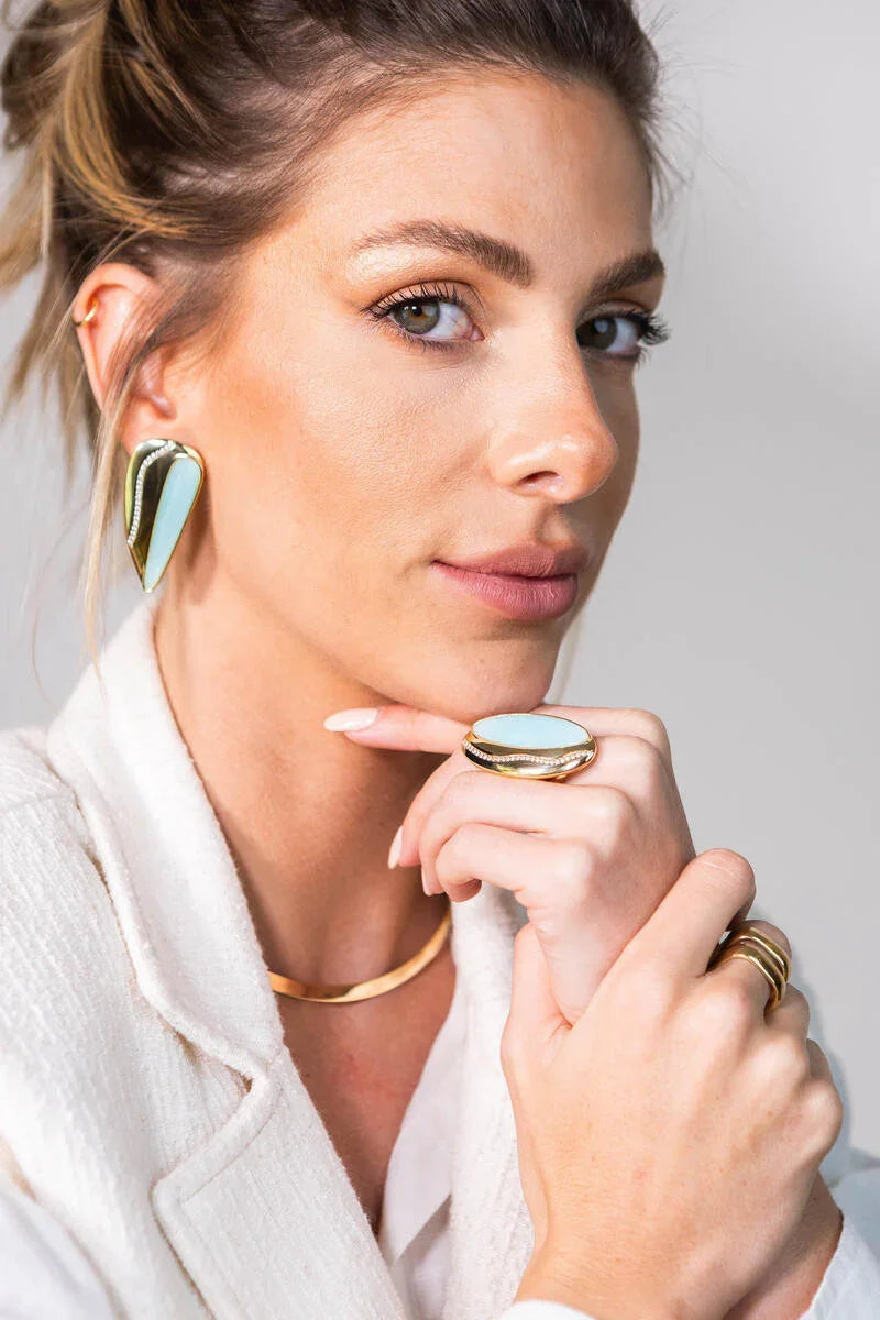 AQUAMARINE ECLAT EARRING | GOLD PLATED | OPULENCE | BRAINSTORM JEWELRY - Brainstorm Jewelry