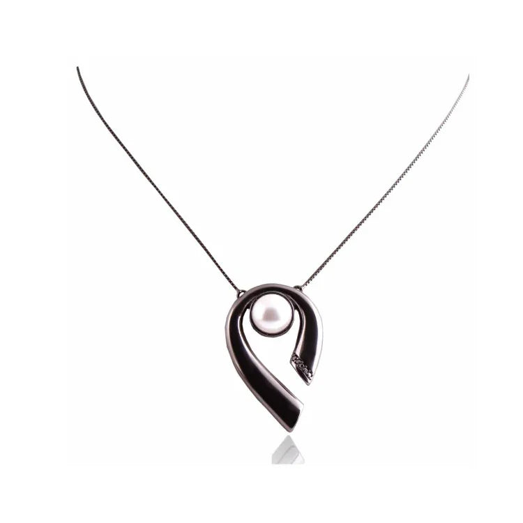 PEARL LUXURY NECKLACE | BLACK RHODIUM | ECLIPSE | BRAINSTORM JEWELRY - Brainstorm Jewelry