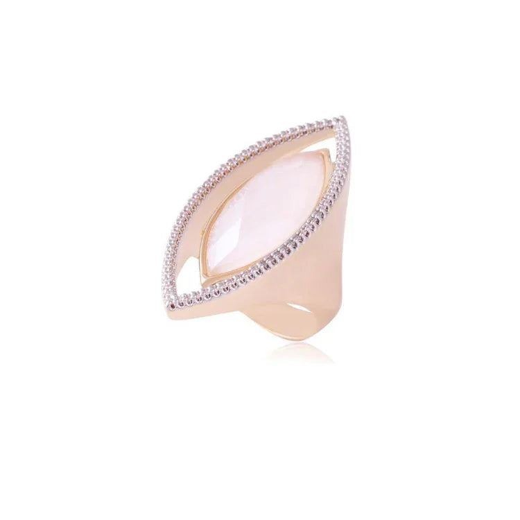 MILKY QUARTZ BEAUTY RING | GOLD PLATED | OPULENCE | BRAINSTORM JEWELRY - Brainstorm Jewelry