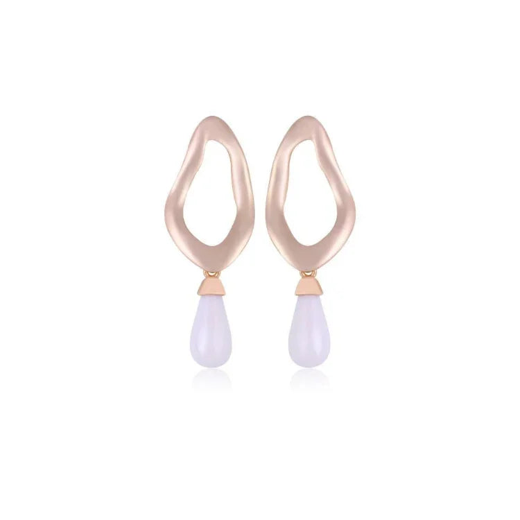 PORCELAIN IMPERIAL BRILLIANCE WAVY EARRING | GOLD PLATED | OPULENCE | BRAINSTORM JEWELRY - Brainstorm Jewelry