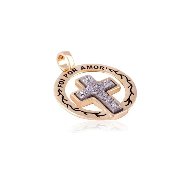 PLATINUM DRUSE CROSS PENDANT | GOLD PLATED | OPULENCE | BRAINSTORM JEWELRY - Brainstorm Jewelry