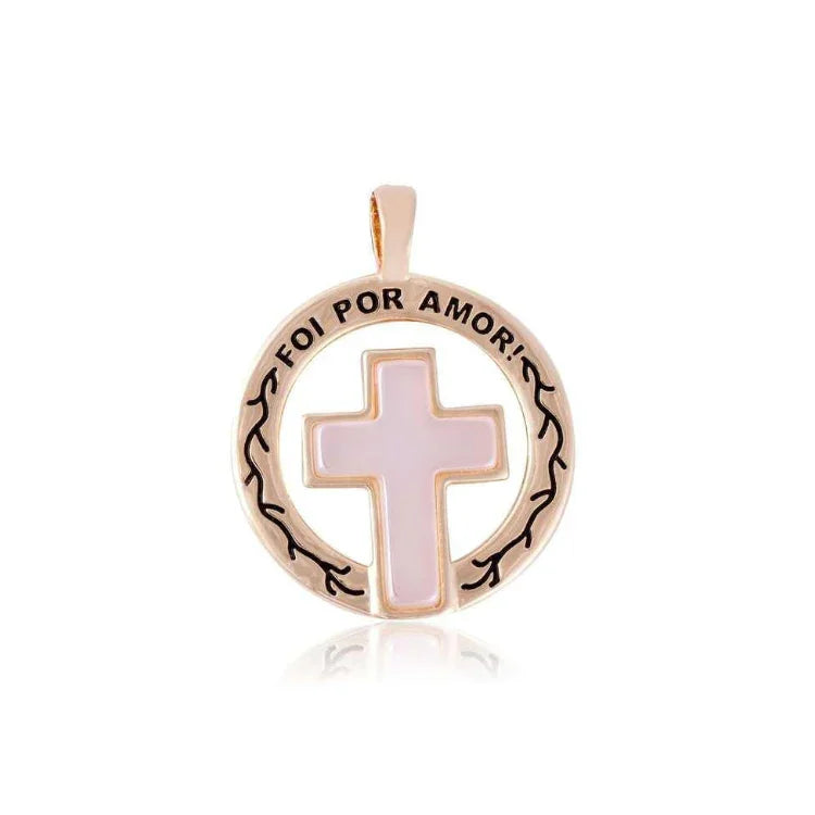 WHITE AGATE CROSS PENDANT | GOLD PLATED | OPULENCE | BRAINSTORM JEWELRY - Brainstorm Jewelry