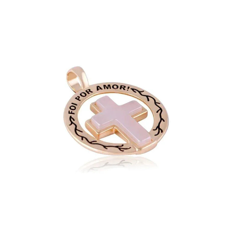 WHITE AGATE CROSS PENDANT | GOLD PLATED | OPULENCE | BRAINSTORM JEWELRY - Brainstorm Jewelry