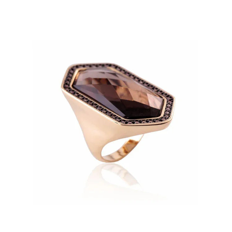 SMOKY QUARTZ EIFFEL TOWER RING | GOLD PLATED | NEW RADIANT RANGE | BRAINSTORM JEWELRY - Brainstorm Jewelry