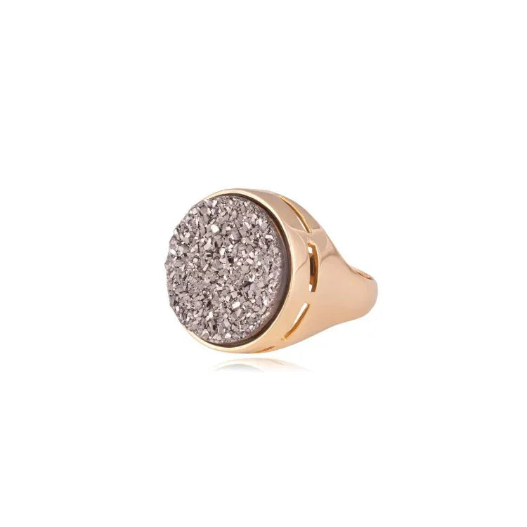 PLATINUM DRUSE GLINT RING | GOLD PLATED | NEW RADIANT RANGE | BRAINSTORM JEWELRY - Brainstorm Jewelry