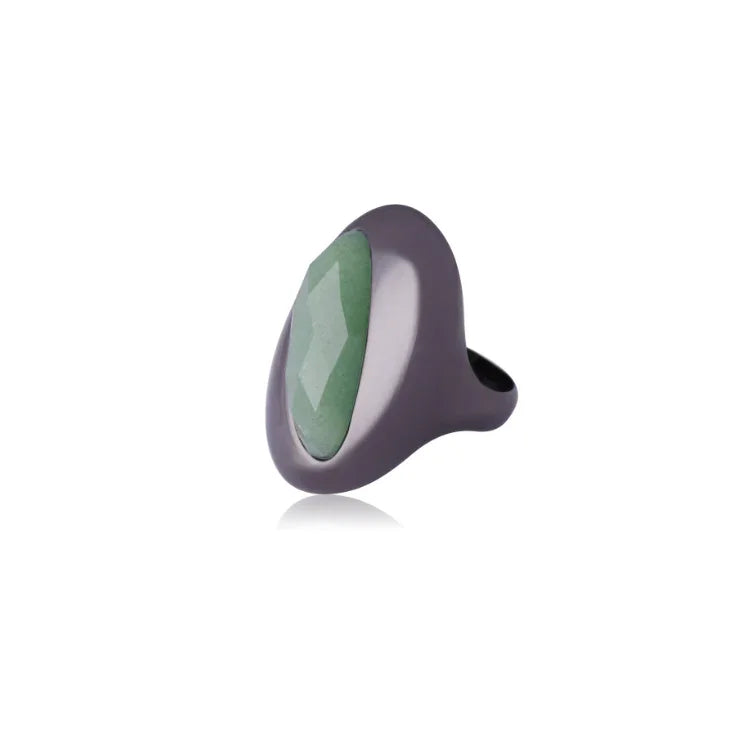 GREEN QUARTZ RING | BLACK RHODIUM | ECLIPSE | BRAINSTORM JEWELRY - Brainstorm Jewelry