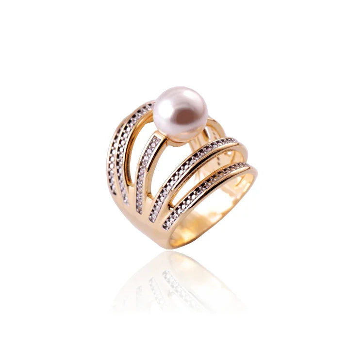 PEARL ELEGANCE RING | GOLD PLATED | OPULENCE | BRAINSTORM JEWELRY - Brainstorm Jewelry