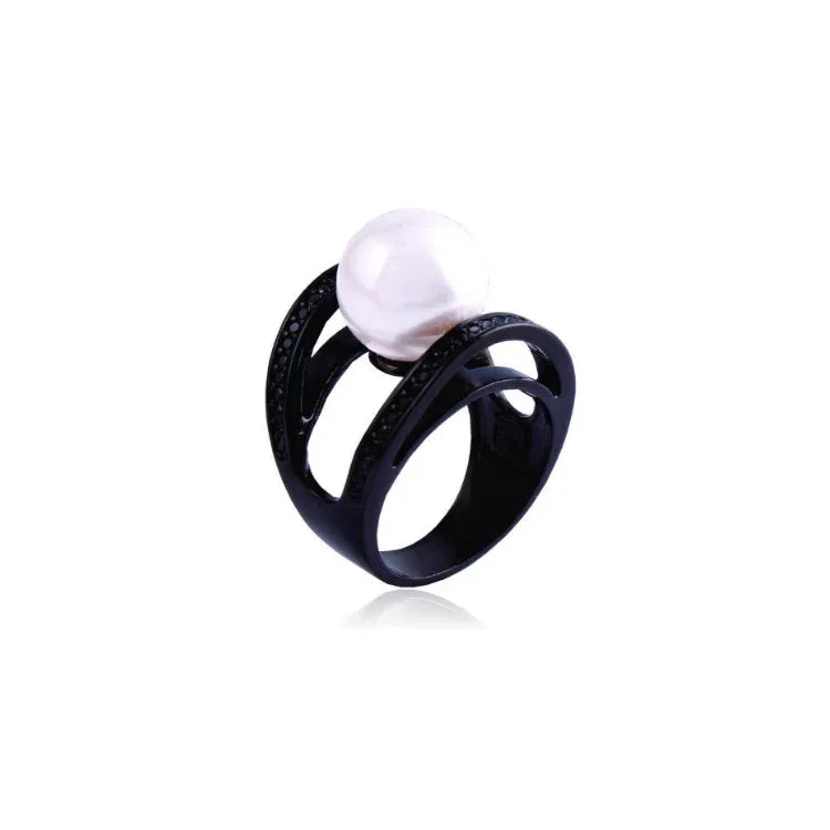 PEARL SOLARIS RING | BLACK RHODIUM | ECLIPSE | BRAINSTORM JEWELRY - Brainstorm Jewelry