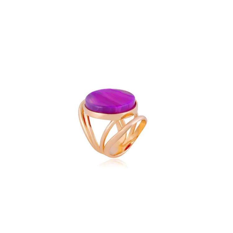 PINK AGATE MARQUESA RING | GOLD PLATED | OPULENCE | BRAINSTORM JEWELRY - Brainstorm Jewelry