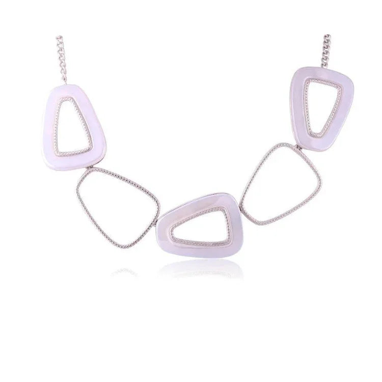 WHITE AGATE LIBERTY LUXE NECKLACE | WHITE RHODIUM | NYFW | BRAINSTORM JEWELRY - Brainstorm Jewelry