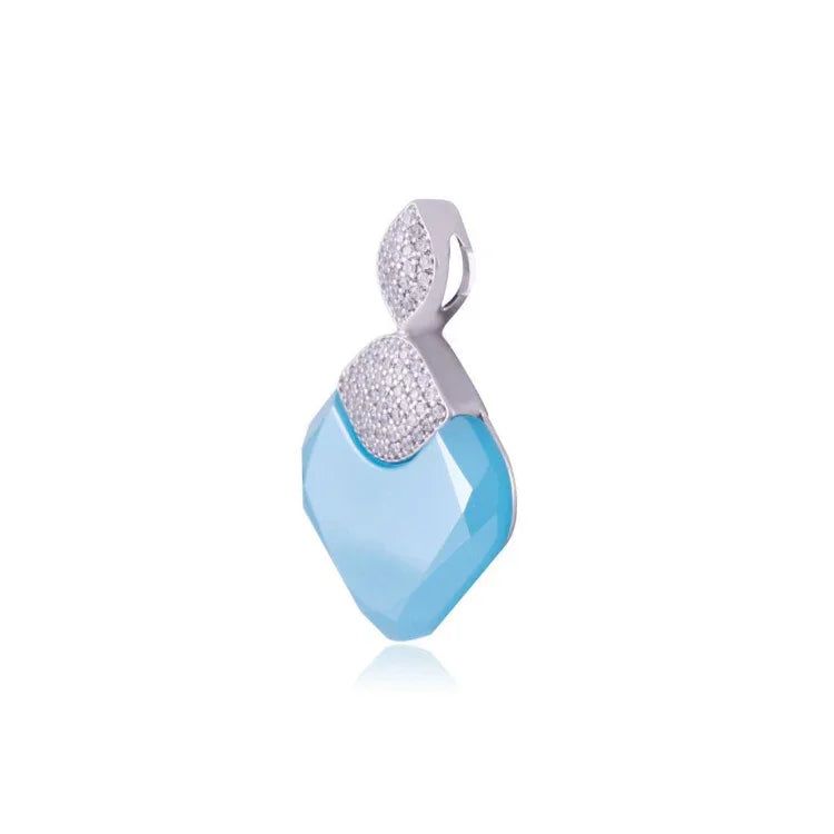 BLUE CRYSTAL SKY PENDANT | WHITE RHODIUM | OPULENCE | BRAINSTORM JEWELRY - Brainstorm Jewelry