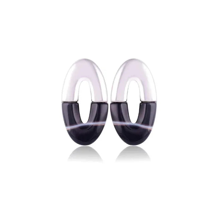 BLACK AGATE EARRING | GOLD PLATED | WHITE RHODIUM | BRAINSTORM JEWELRY - Brainstorm Jewelry