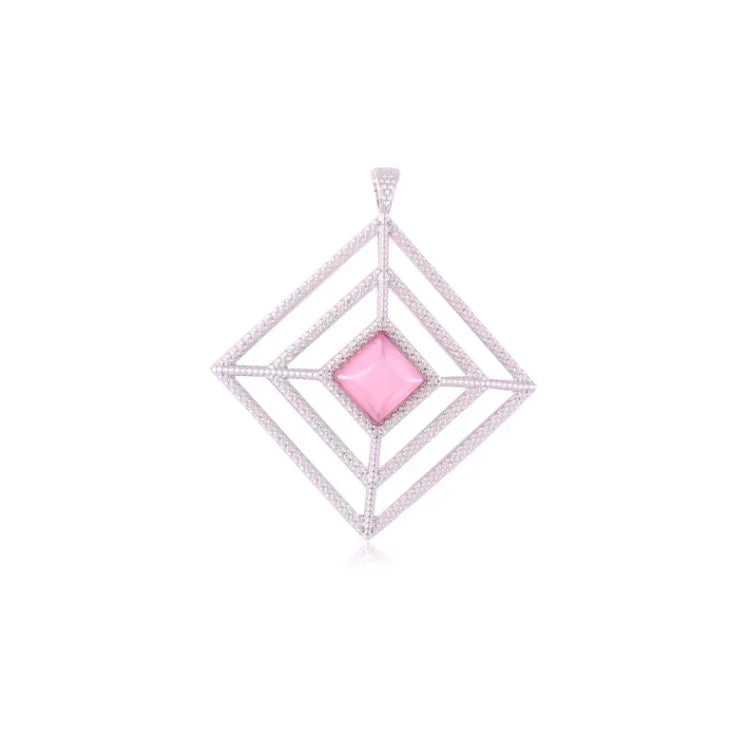 ROSE QUARTZ CASSIS JOY PENDANT | WHITE RHODIUM | SHINE BRIGHT | BRAINSTORM JEWELRY - Brainstorm Jewelry
