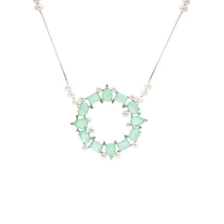 FUSION EMERALD AND PEARL LAUREN NECKLACE | 925 QUEEN | BRAINSTORM JEWELRY - Brainstorm Jewelry