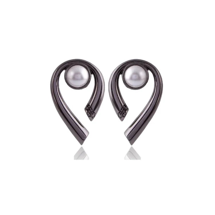 PEARL LUXURY EARRING | BLACK RHODIUM | ECLIPSE | BRAINSTORM JEWELRY - Brainstorm Jewelry