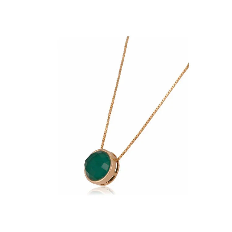GREEN ROCKY CRYSTAL LOOP NECKLACE | GOLD PLATED | MINIMALIST| BRAINSTORM JEWELRY - Brainstorm Jewelry
