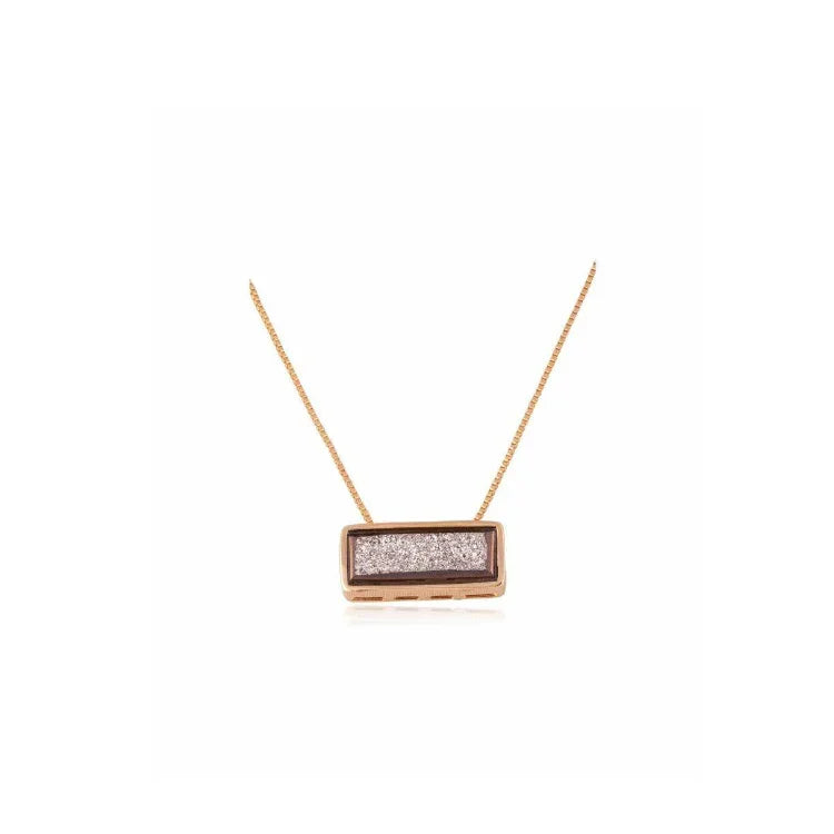 PLATINUM DRUSE LIGHT NECKLACE | GOLD PLATED | MINIMALIST | BRAINSTORM JEWELRY - Brainstorm Jewelry