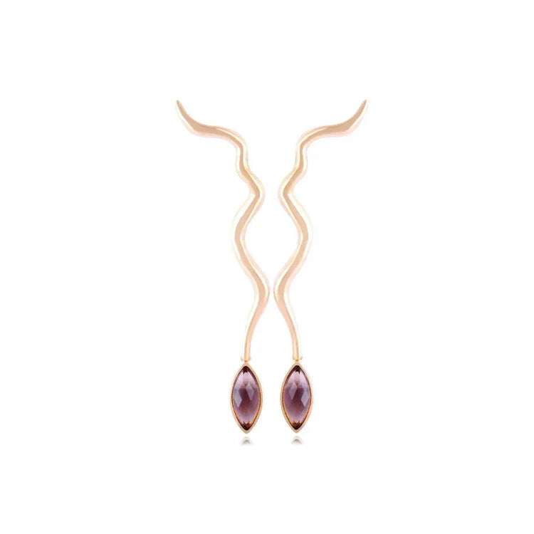 SMOKY QUARTZ SNAKE SHAPE EARRING | GOLD PLATED | OPULENCE | BRAINSTORM JEWELRY - Brainstorm Jewelry