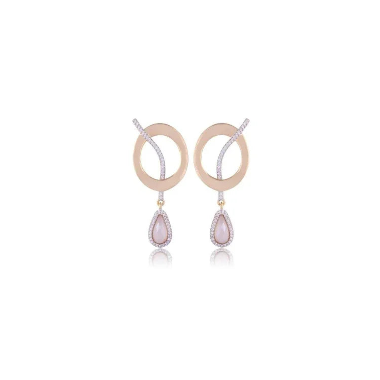 MILKY QUARTZ AND PEARLS SERENITY SMALL EARRING | GOLD PLATED | NEW RADIANT RANGE | BRAINSTORM JEWELRY - Brainstorm Jewelry