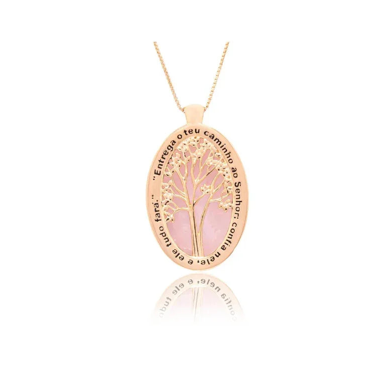 ROSE QUARTZ TREE NECKLACE | GOLD PLATED | OPULENCE | BRAINSTORM JEWELRY - Brainstorm Jewelry