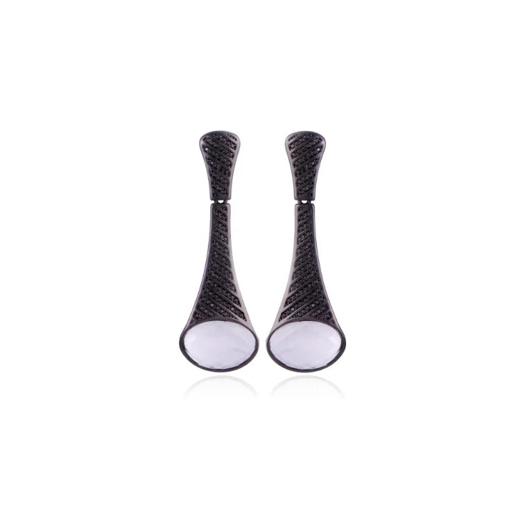 ROCK CRYSTAL LUXURY EARRING | BLACK RHODIUM | ECLIPSE| BRAINSTORM JEWELRY - Brainstorm Jewelry