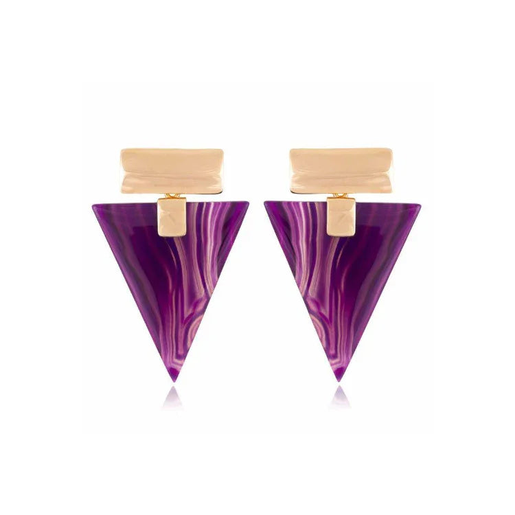 PURPLE AGATE INVERTED TRIANGLE EARRING | GOLD PLATED | BRAINSTORM JEWELRY - Brainstorm Jewelry
