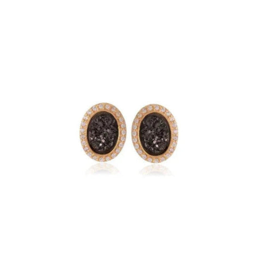 BLACK DRUSE EARRING | GOLD PLATED | OPULENCE | BRAINSTORM JEWELRY - Brainstorm Jewelry