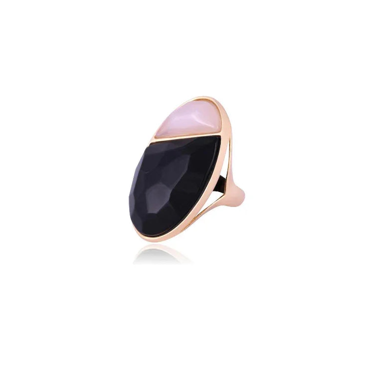 BLACK OBSIDIAN AND MILKY QUARTZ ILLUMINATE RING | GOLD PLATED | OPULENCE | BRAINSTORM JEWELRY - Brainstorm Jewelry