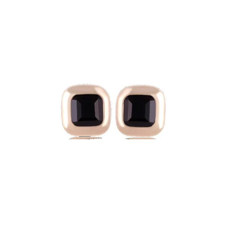 BLACK OBSIDIAN SQUARE EARRING | GOLD PLATED | OPULENCE | BRAINSTORM JEWELRY - Brainstorm Jewelry
