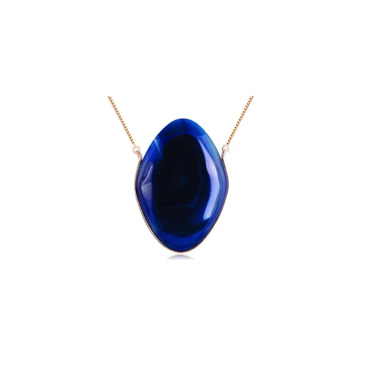 BLUE AGATE VALORA NECKLACE| GOLD PLATED | OPULENCE | BRAINSTORM JEWELRY - Brainstorm Jewelry