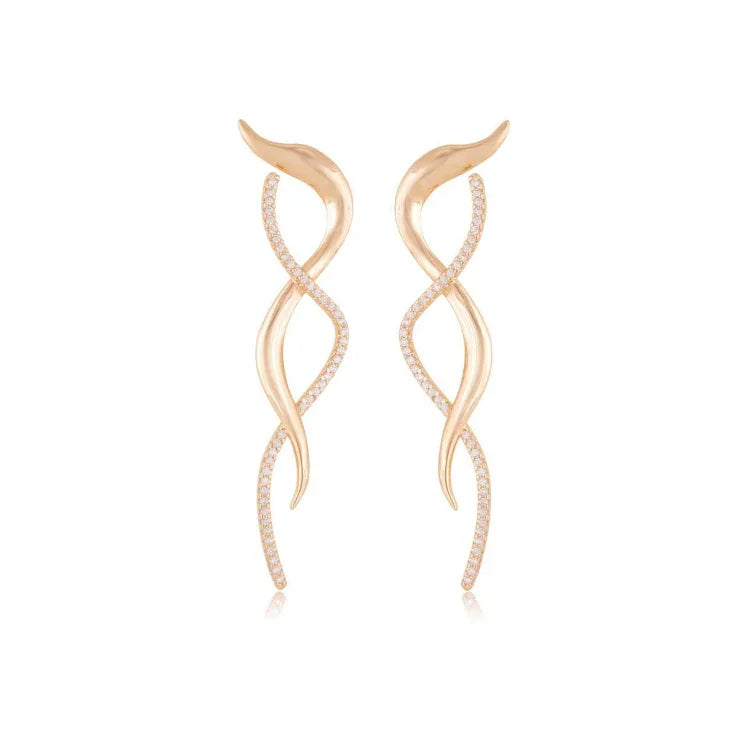 ZIRCONIA DOUBLE SNAKE EARRING | GOLD PLATED | OPULENCE | BRAINSTORM JEWELRY - Brainstorm Jewelry