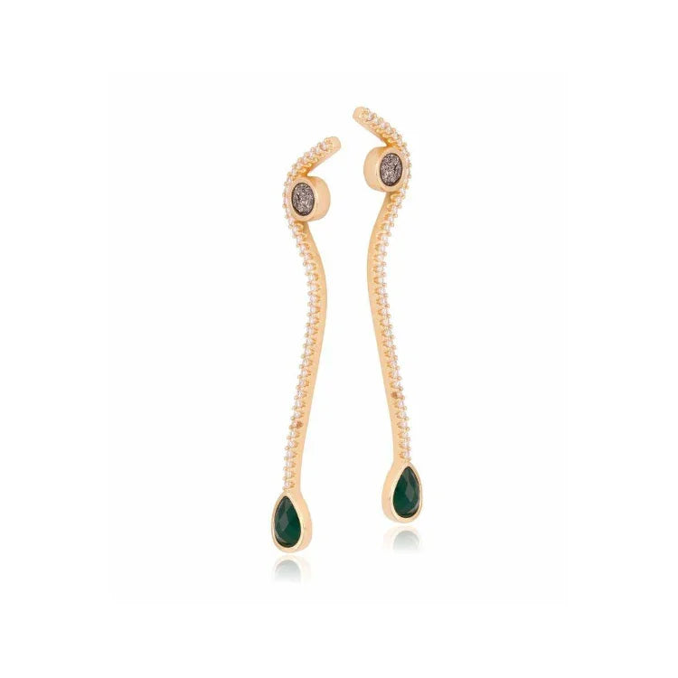 GREEN AGATE LUXEON EARRING | GOLD PLATED | OPULENCE | BRAINSTORM JEWELRY - Brainstorm Jewelry