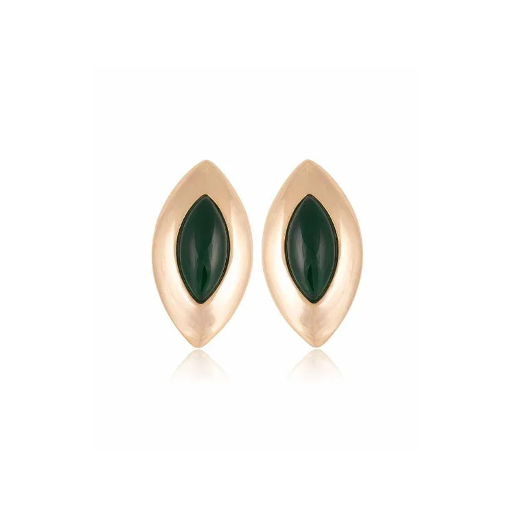 GREEN AGATE LEAF-SHAPE EARRING | GOLD PLATED | OPULENCE | BRAINSTORM JEWELRY - Brainstorm Jewelry