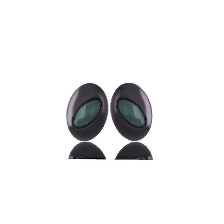 GREEN QUARTZ GLOW EARRINGS | BLACK RHODIUM | MINIMALIST | BRAINSTORM JEWELRY - Brainstorm Jewelry