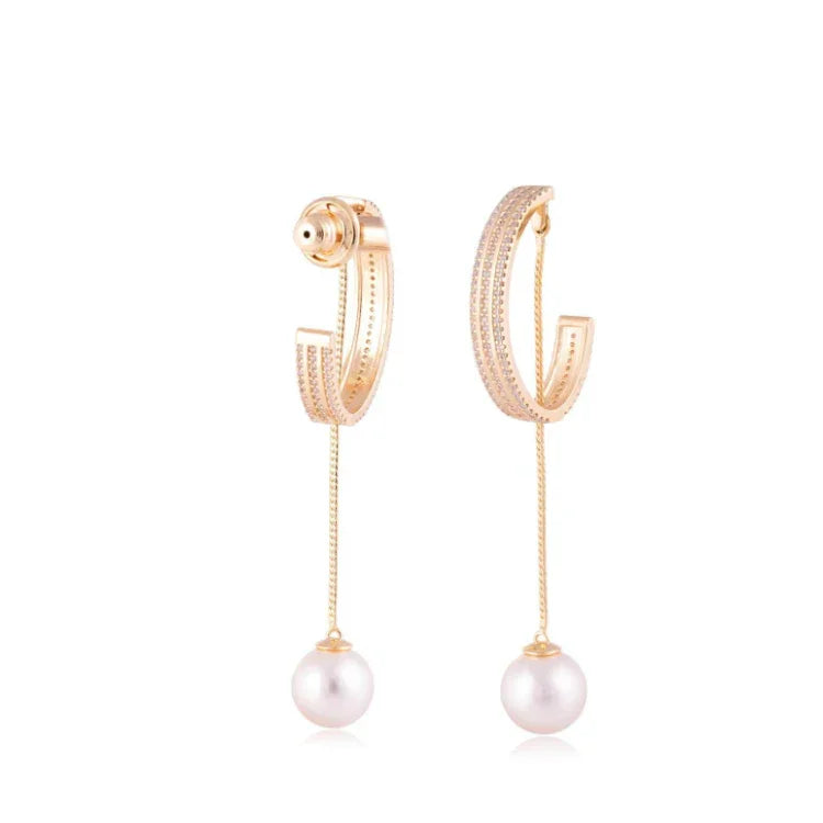 HALF MOON WITH REMOVABLE PEARL - EARRING - GOLD PLATED | BRAINSTORM JEWELRY - Brainstorm Jewelry