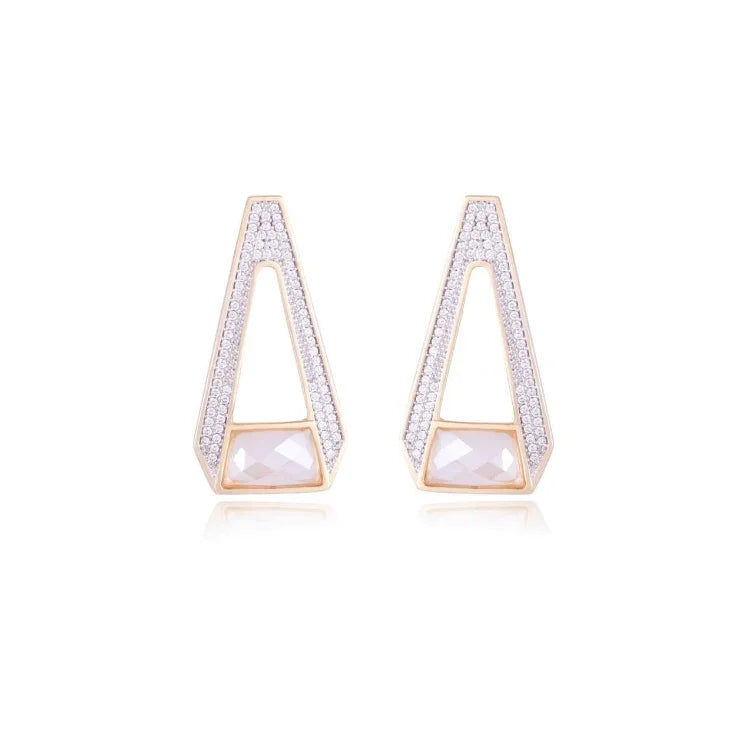 MILKY QUARTZ BENEFIT EARRRING - GOLD PLATED | BRAINSTORM JEWELRY - Brainstorm Jewelry