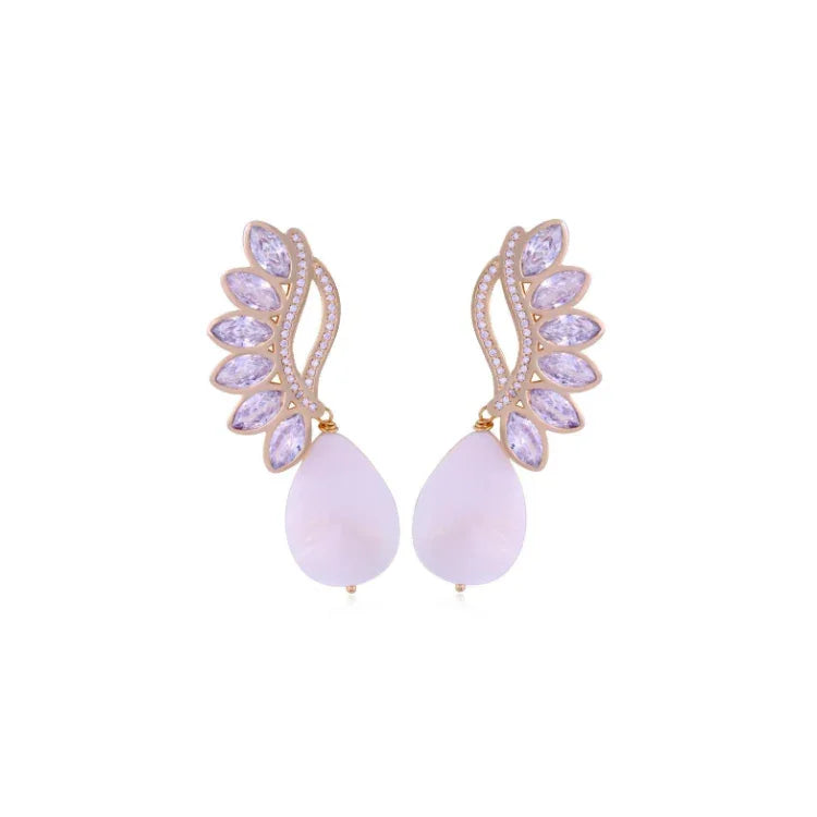 MOTHER-OF-PEARL AND ZIRCONIA CASCADE EARRING | GOLD PLATED | NEW RADIANT RANGE | BRAINSTORM JEWELRY - Brainstorm Jewelry