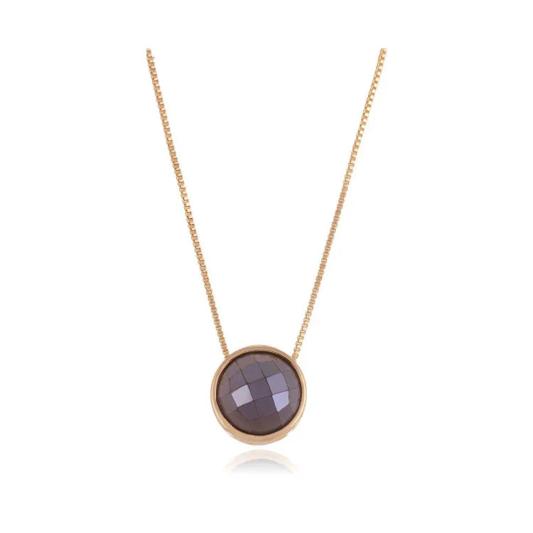 SMOKY QUARTZ LOOP NECKLACE | GOLD PLATED | MINIMALIST| BRAINSTORM JEWELRY - Brainstorm Jewelry