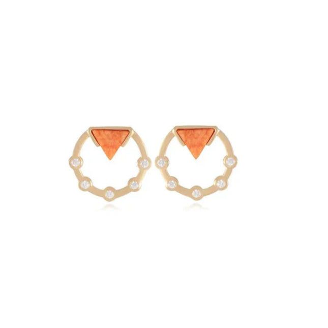 ORANGE FELDSPAR HALO EARRING | GOLD PLATED | OPULENCE | BRAINSTORM JEWELRY - Brainstorm Jewelry
